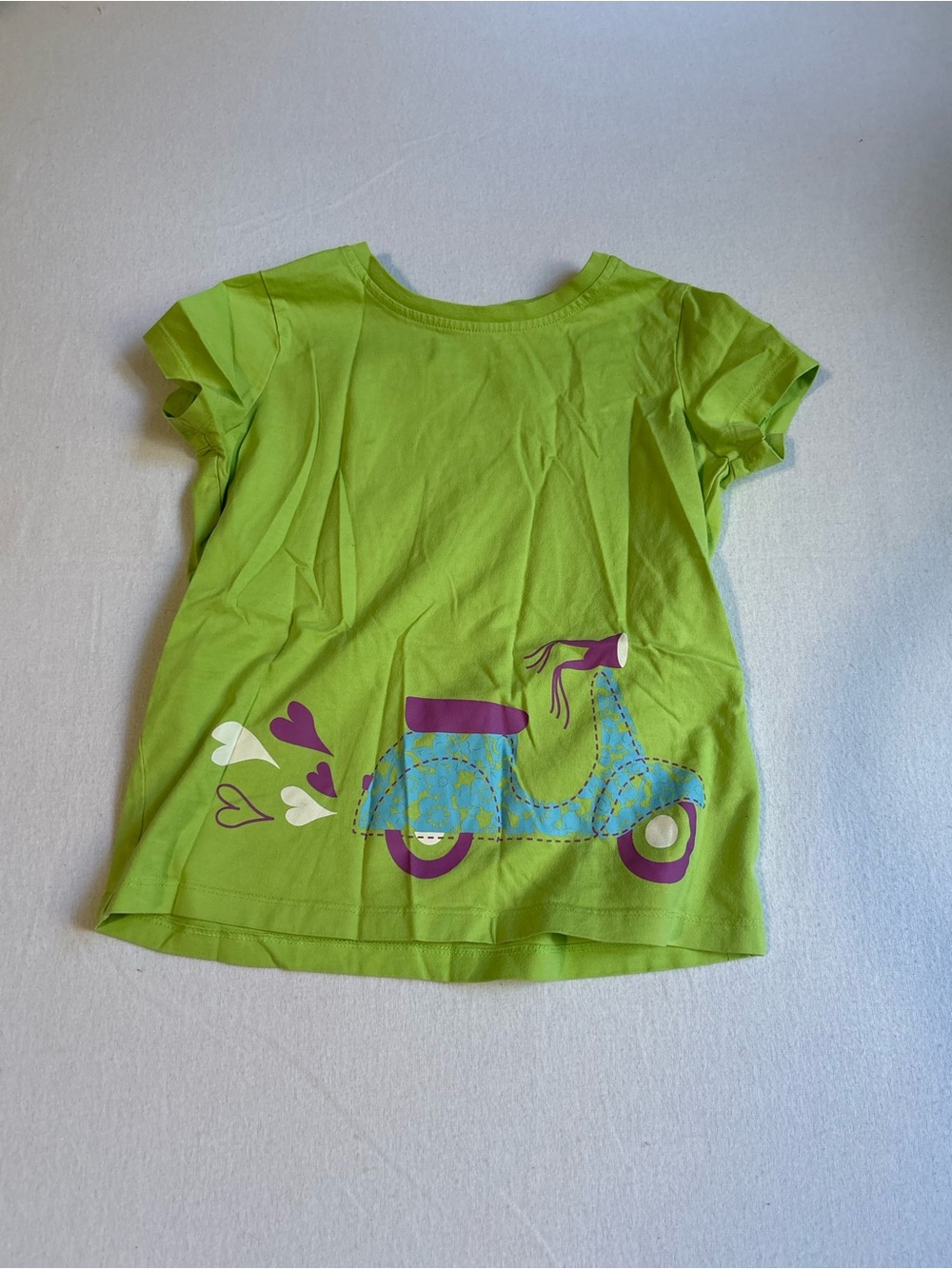 Hanna Andersson Bright Lime Scooter Tee with Purple & Blue Accents